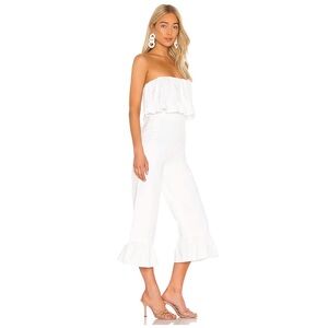 REVOLVE Lovers + Friends White Cotton Ruffle White Jumpsuit